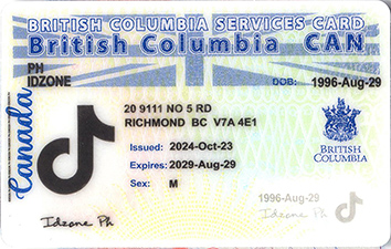 British Columbla (BC-SERVICES CARD) Scannable fake id